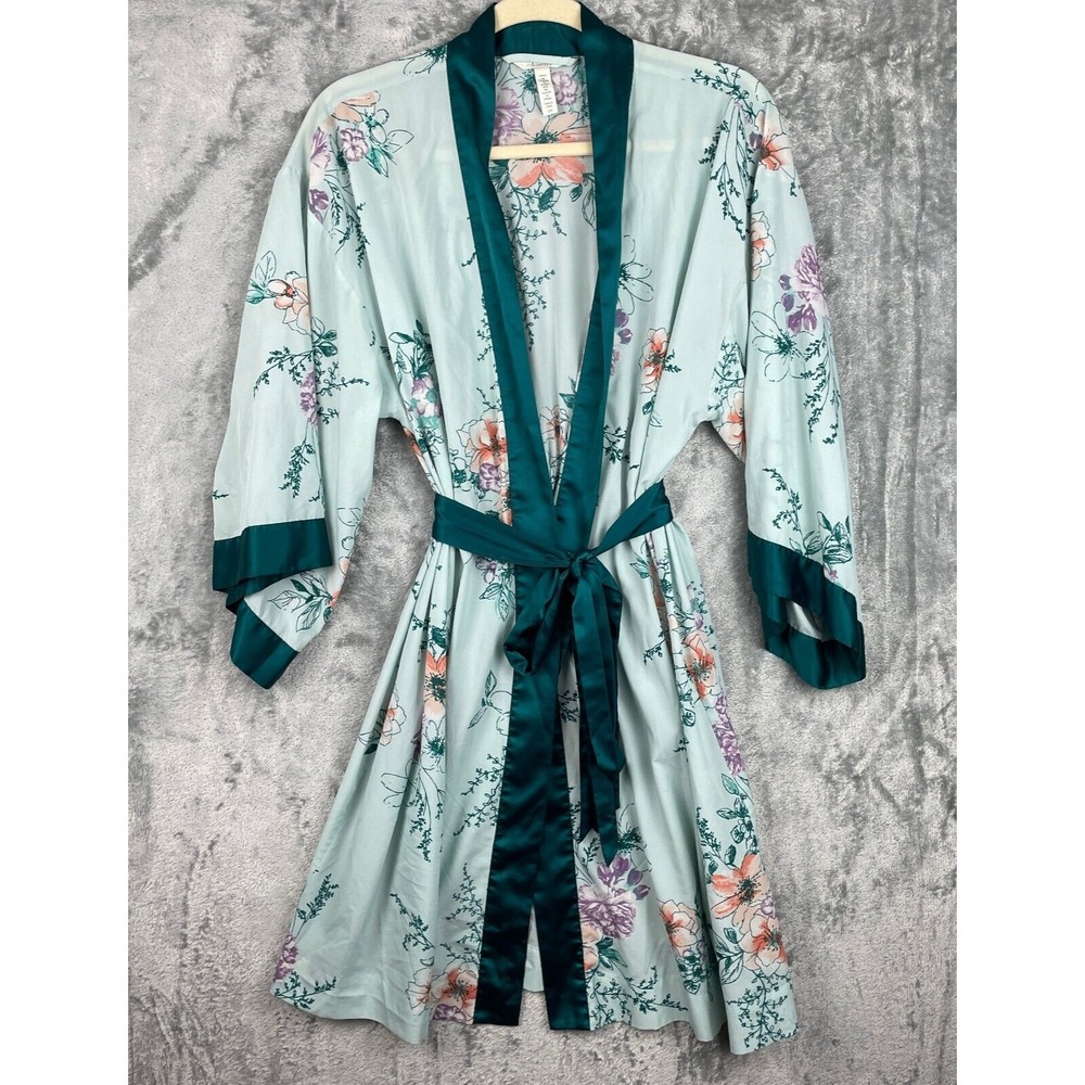 Soma Kimono Short‎ Robe Size S/M Bright Floral Lightweight Boho Attached Belt